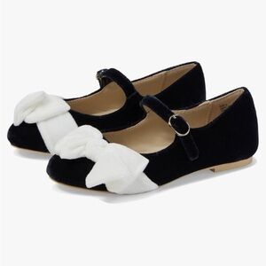 Janie and Jack Velvet Bow Ballet Flat For Girls Size 9 Blue And Ivory Color🔥🔥